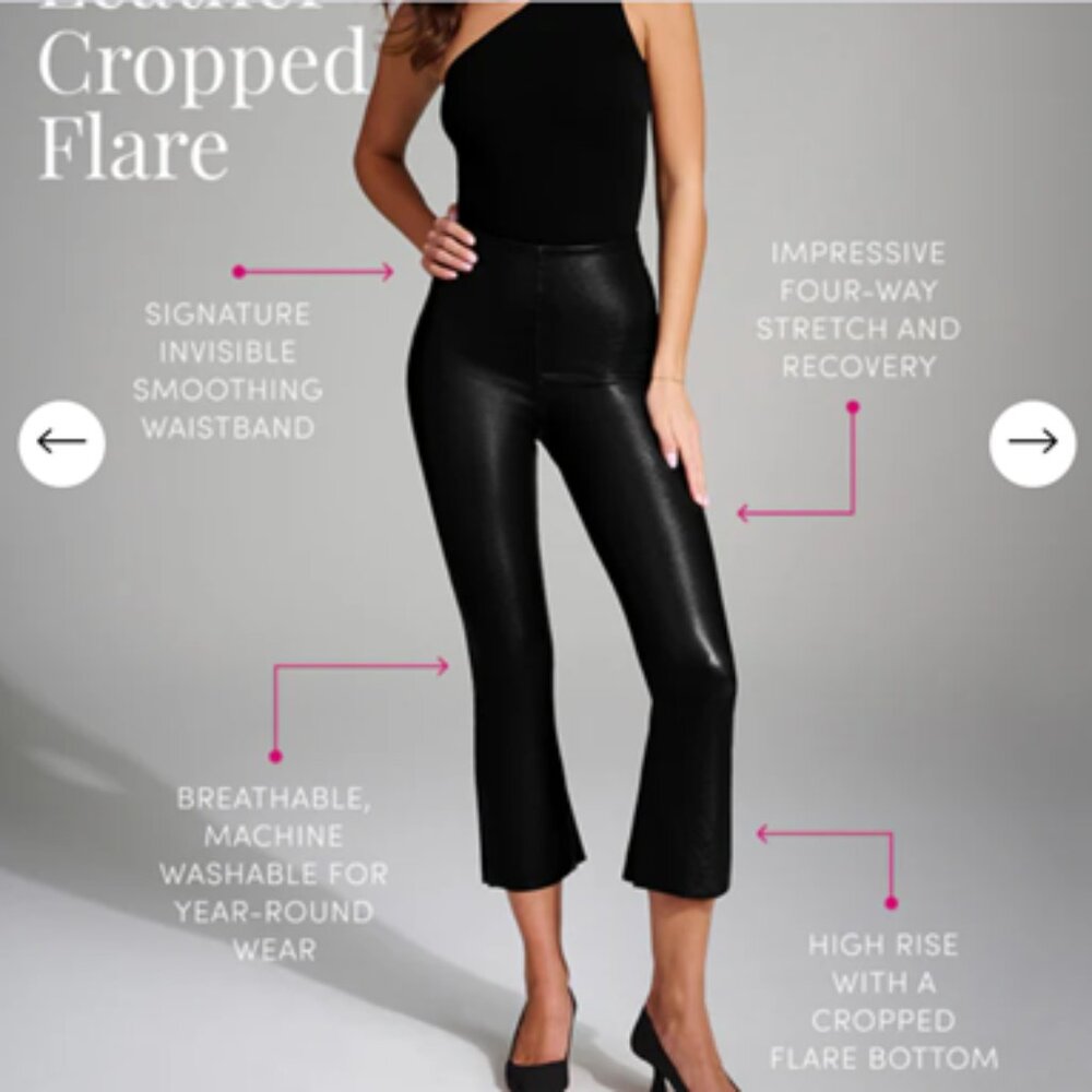 Commando Faux Leather Cropped Flare Leggings - Size M